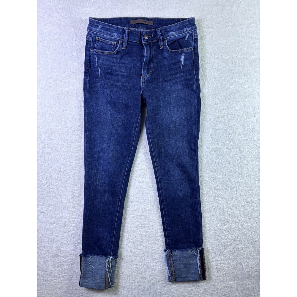 Joe's Jeans Sz 26 Women's Dark Blue Cropped Denim Cuffed Hem Stretch Jeans